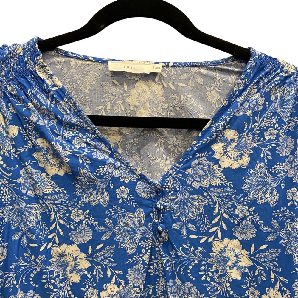 Pinkblush Blue Floral Paisley Button Front 3/4 Sleeve Maternity Top - Picture 10 of 13